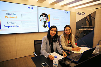 Aline Masuda de EADA Business School e Indry Canchilla de ICSA Grupo - Presentación 12 Informe Diferencias Retributivas por Género